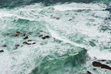 Aerial view of waves on the sea, Dondra, Sri Lanka