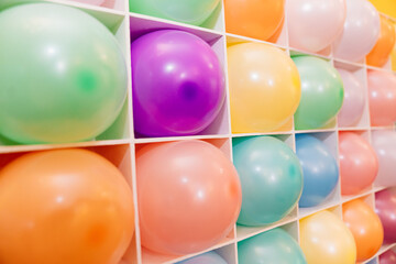 close up. shooting range with balloons. aero-shooting range. Popular and addictive game. Children will gladly compete in ability to accurately shoot at targets. entertainment for a children's holiday.