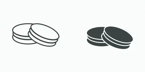 Plexiglas foto achterwand Macaroon, macaron, sweet meringue icon vector. cupcake, biscuit, dessert, cake, candy symbol © Ruxsare