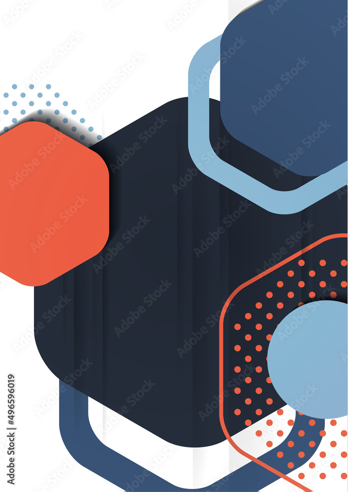 Poster bright abstract background of rounded multi-colored hexagons, dots, circles. business presentation t