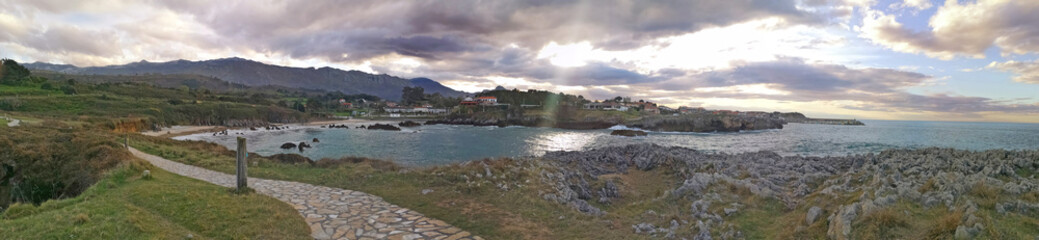 Fototapeta na wymiar panoramic photo Toro beache, Llanes, Asturias, Spain,