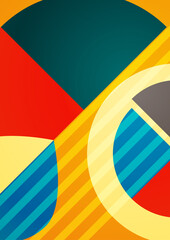 Abstract geometric pattern background texture for poster cover design. Minimal colorful vector banner template with circles and segments. Vector