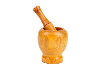 Handmade wooden mortar for grinding spices.