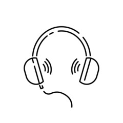 Vector headphone outline icon. Headphone isolated concept symbol or design element in linear style. Music or mp3 sound
