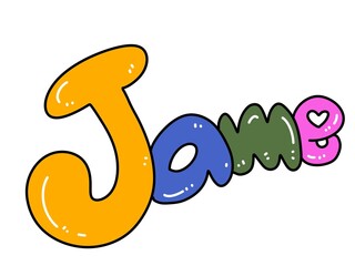 text jame on white background