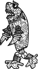 Fototapeta na wymiar Walrus coloring page for children. Sketch of an animal with small details