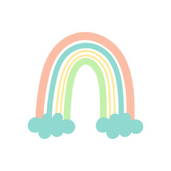 Hand drawn rainbow illustration retro style vector design