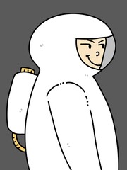 cure pilot cartoon on gray background