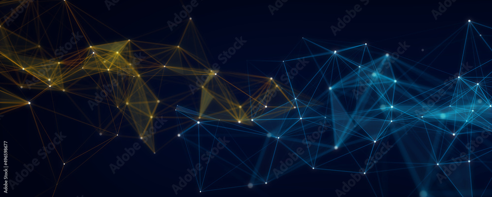 Poster network connection structure. digital background with dots and lines. big data visualization. 3d ren