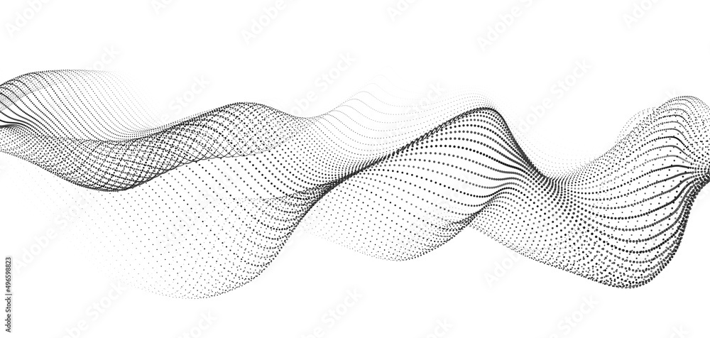 Poster digital dynamic wave of particles. vector abstract white futuristic background. big data visualizati