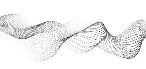 Digital dynamic wave of particles. Vector abstract white futuristic background. Big data visualization.