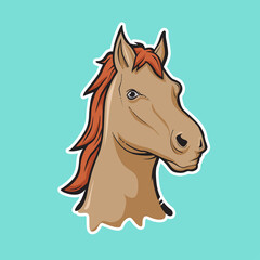vector illustration, horse head sticker