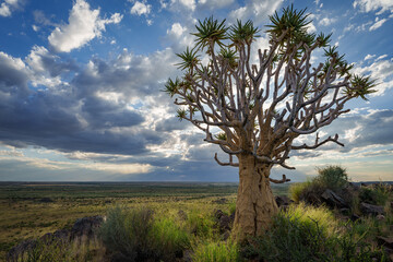 Quiver tree or kokerboom (Aloidendron dichotomum formerly Aloe dichotoma) Kenhardt, Northern Cape,...
