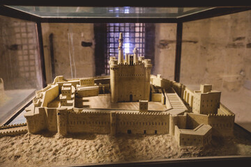 Interior View to the 15th-century defensive fortress Citadel of Qaitbay with no people around,...
