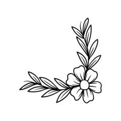 Floral line art illustration vector design template