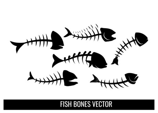 Fish bone silhouette icon vector design template