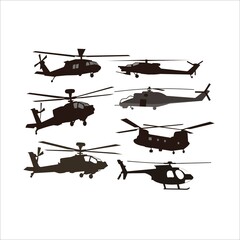 Fototapeta na wymiar military helicopter collection set
