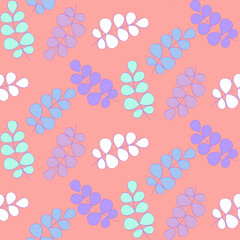 Vector seamless half-drop pattern, with leaves