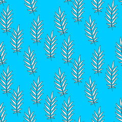 Vector seamless half-drop pattern, with leaves