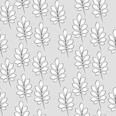 Vector seamless half-drop pattern, with leaves
