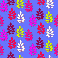 Vector seamless half-drop pattern, with leaves