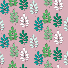 Vector seamless half-drop pattern, with leaves