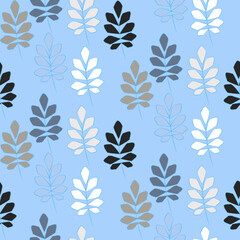 Vector seamless half-drop pattern, with leaves