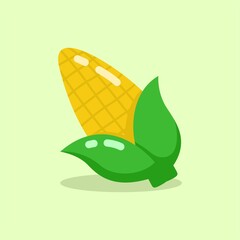Illustration vector graphic of Corn. Corn flat style isolated on a green background. The illustration is suitable for web landing pages, banners, flyers, stickers, cards, etc.