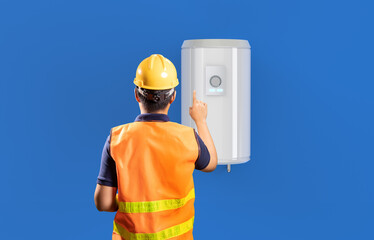 Technician check on boiler or water heater
