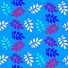 Vector seamless half-drop pattern, with leaves