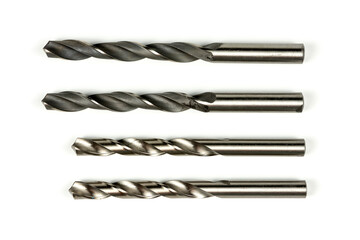 Drill bits of different sizes isolated over white background