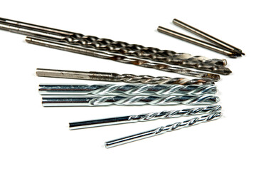 Drill bits of different sizes for concrete, isolated on white background