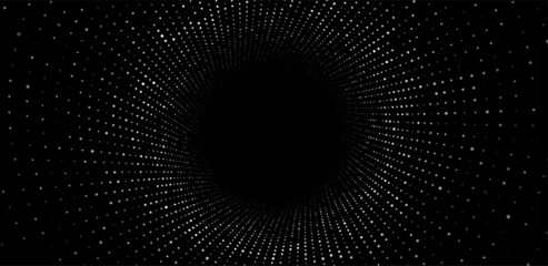 Fototapeta premium Abstract wireframe tunnel. Vector wormhole. 3D portal grid. Futuristic fantasy funnel.