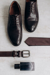 men's accessories, groom's details flat lay