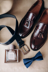 men's accessories, layout of the groom's details