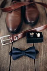men's accessories, layout of the groom's details