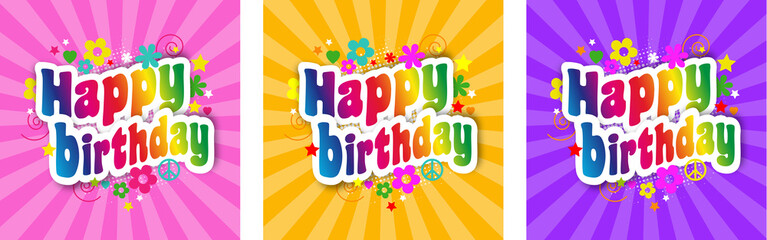 Obraz premium Happy birthday with rays background