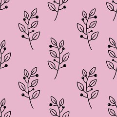 Floral seamless leaves branches pattern for fabrics and packaging and gifts and linens and kids and wrapping paper