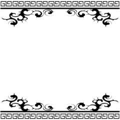 中華風のフレーム　正方形　ブラック