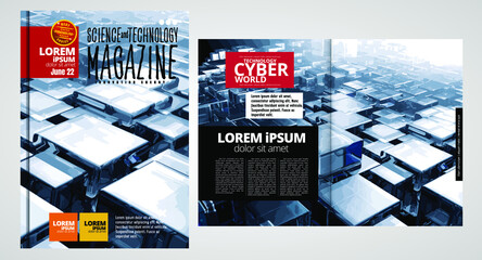 Template vector design ready for use for brochure, annual report or magazine. Big data connection complex. Data visual concept