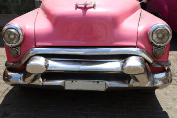 Front of an old American car in Havana, Cuba