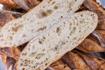 fresh delicious golden bread cut into pieces