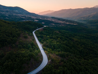 aerial view of roads in greece thessaly mountains