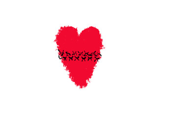 red heart with crown of thorns  tornment and resurrection christi illustrated