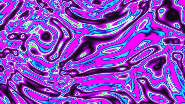Distorted psychedelic neon waves background loop