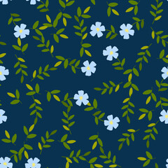 Seamless pattern with color flowers on dark background.