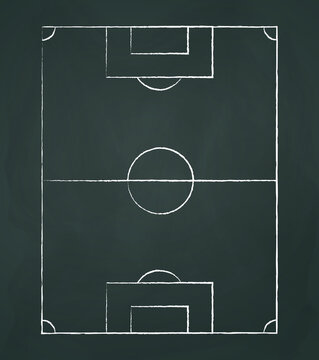 Blackboard background with painted official football markings - Vector