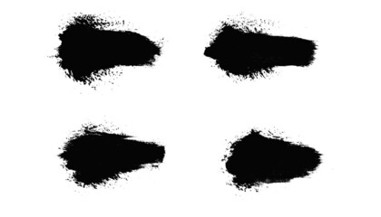 set of black strokes of paint isolated on white background
