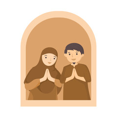 Muslim couple for Eid and wedding greetings