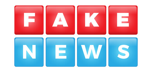 The word Fake News. Vector, lighted buttons with the text.